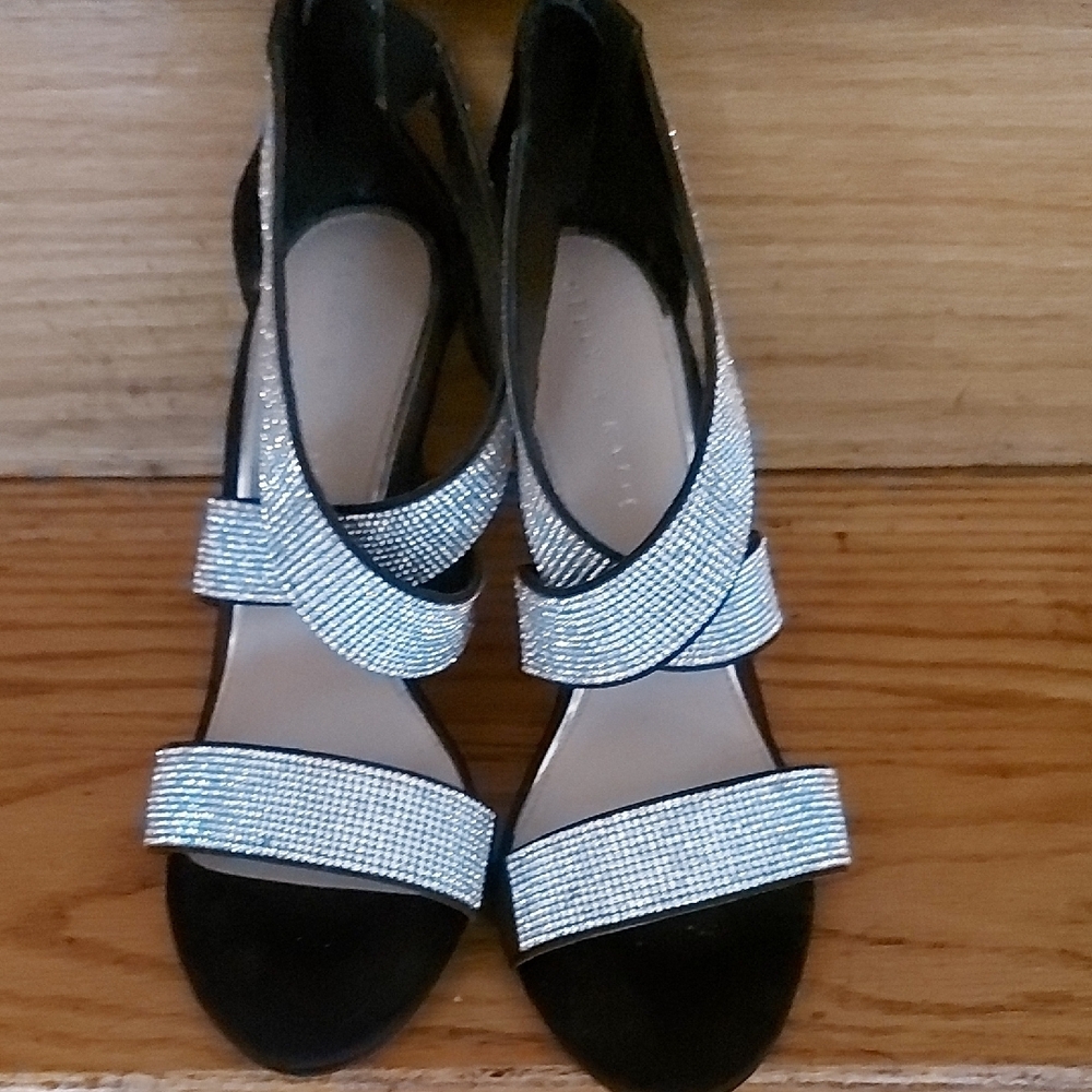 Elegant Black and Silver Women's Sandals